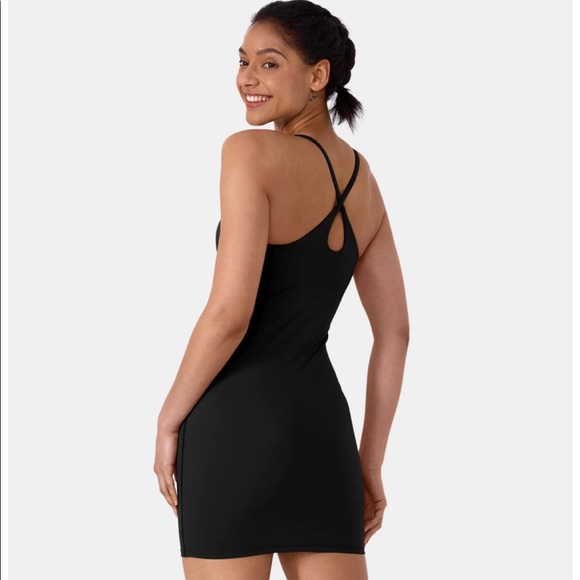 HALARA | Everyday Patitoff Pet Hair Resistant Bodycon Dress BLACK AND MAROON M - Picture 3 of 9